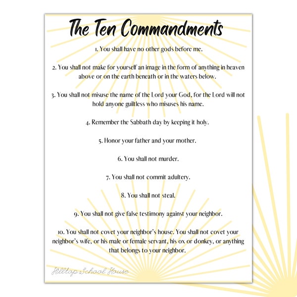 Ten Commandments Printable Kjv Etsy