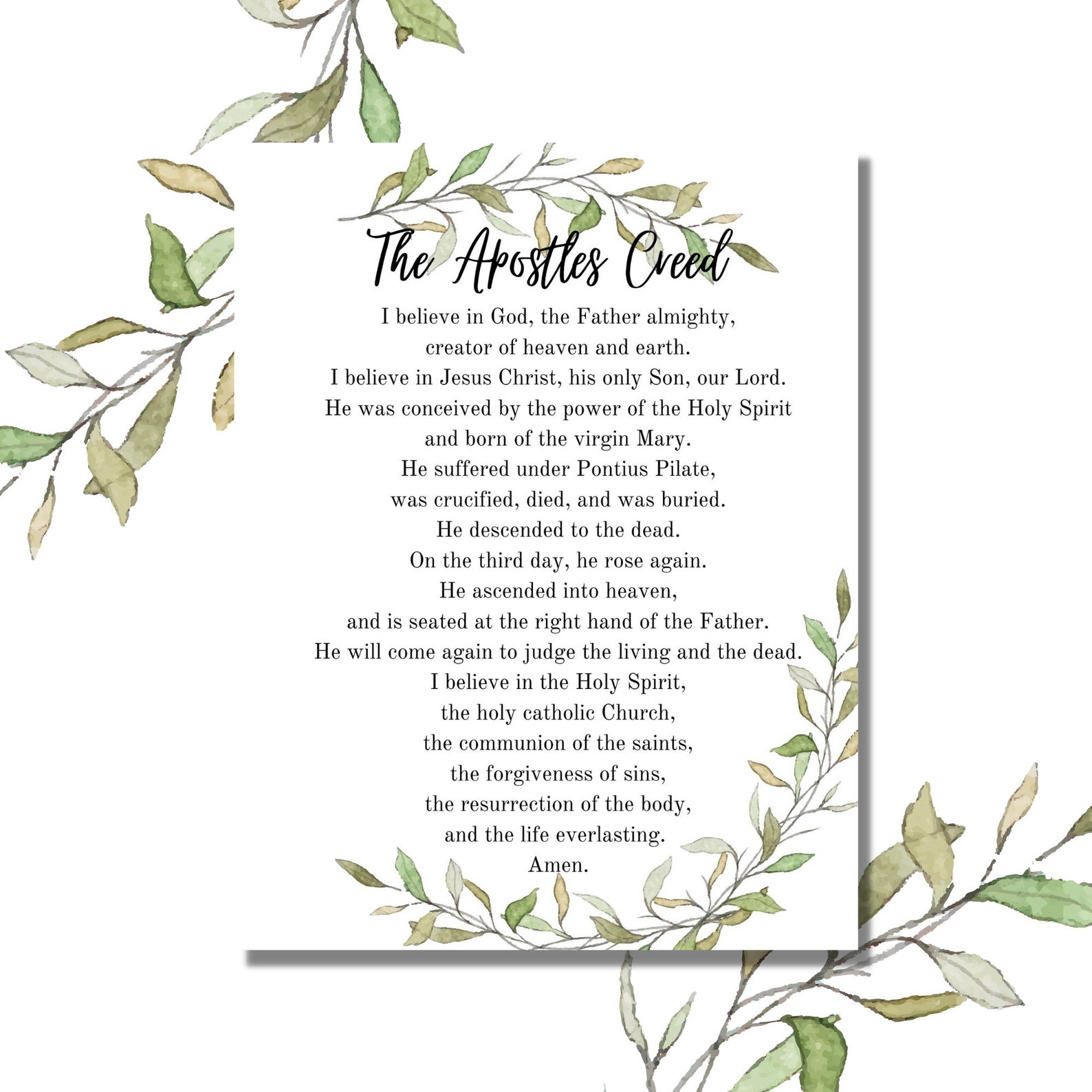 The Apostles Creed Printable - Etsy