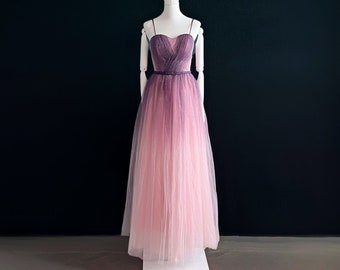 Customizable Glitter Lavender Tulle Evening Gown