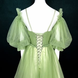 Made-To-Measure Fairytale Green Tulle Mini Dress With Removable Sleeves image 6