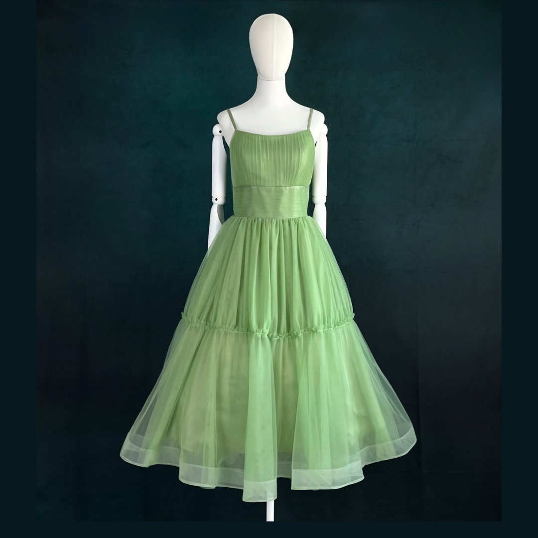 Madetomeasure Light Green Tulle Slip Dress, Our Factory is in Spring