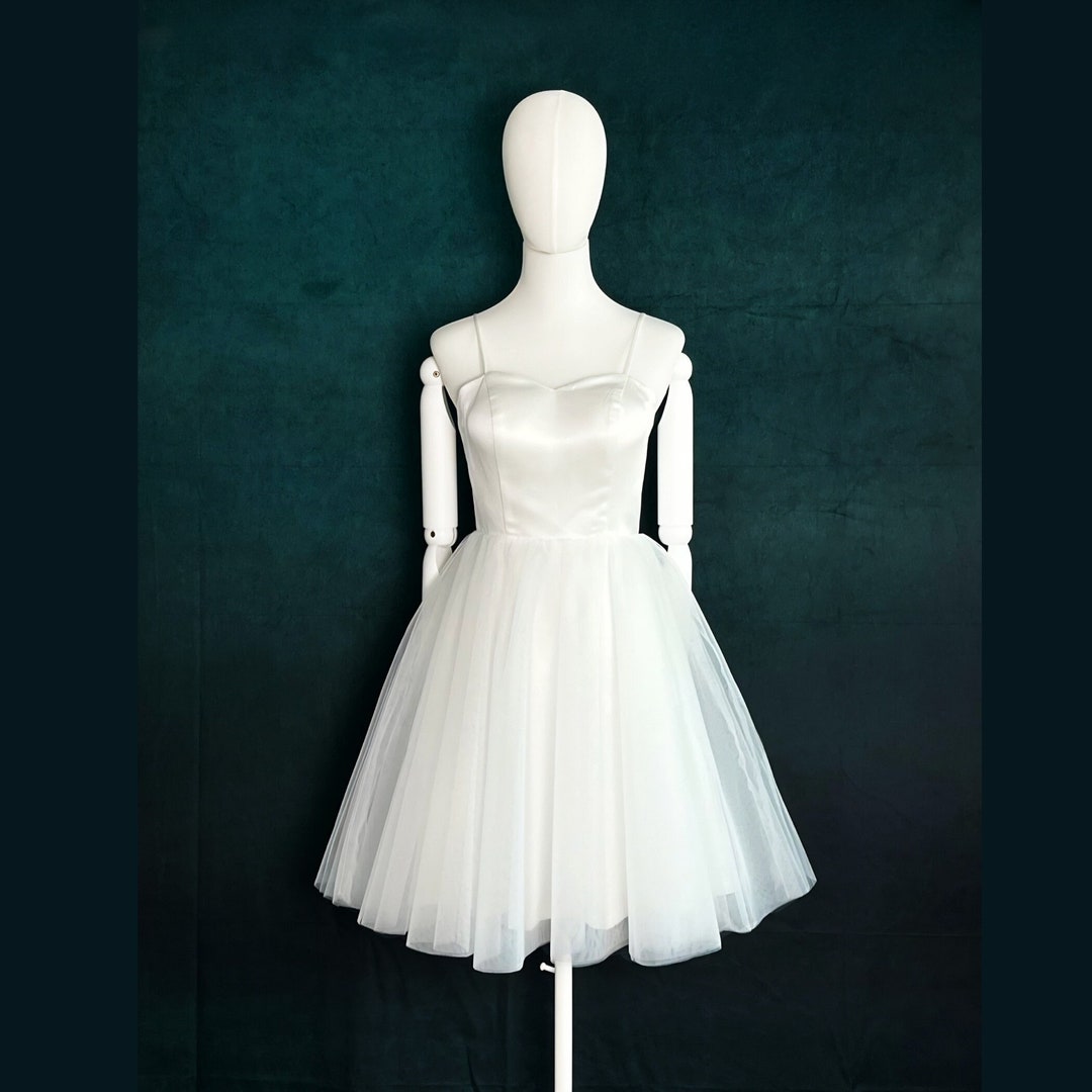 Short Neoprene Dress, Short Prom Dress, Short Wedding Dress, White Cocktail  Dress, Cream Wedding Dress, A-line Wedding Dress, XS L 