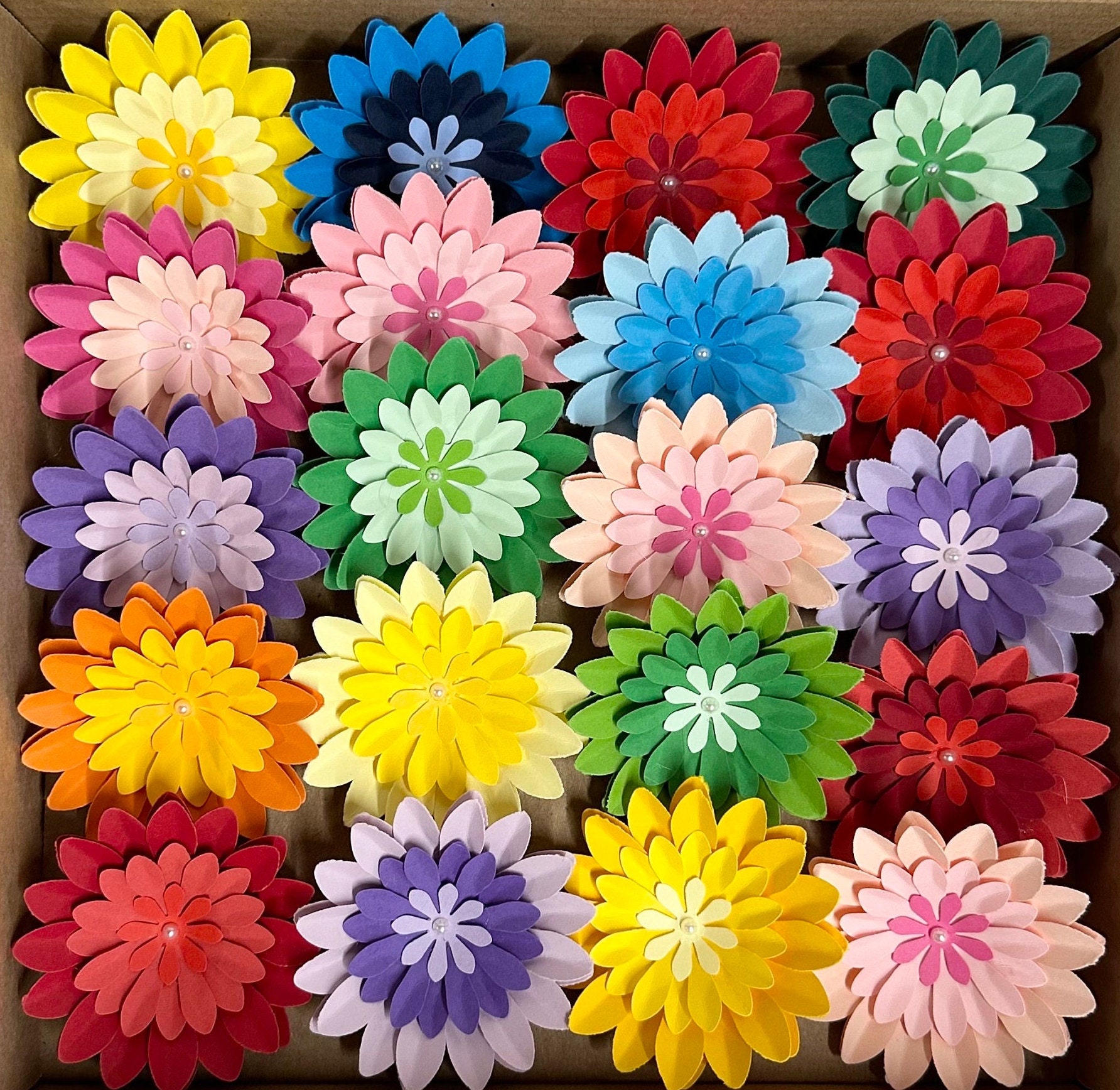 DIY Paper Craft Flowers Handmade Paper Blooms With Pearl Centers Home Decor  Special Events Flower Handcrafted Floral Decorations 
