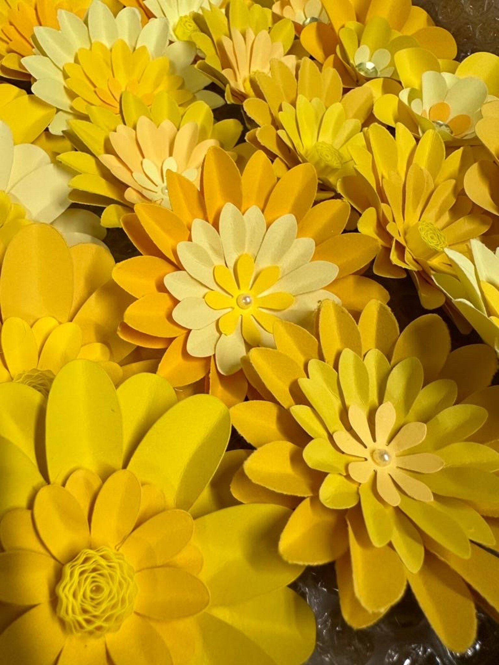 Yellow Paper Flower Handmade Floral Wall Decorations Etsy