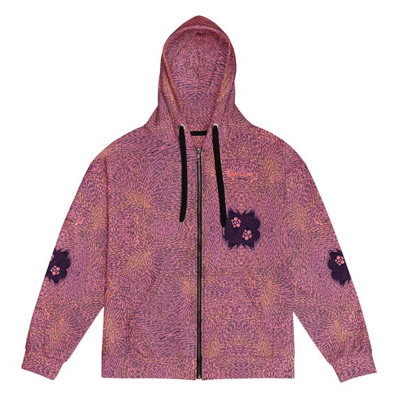 Hummingbird Pattern zip-up hoodie