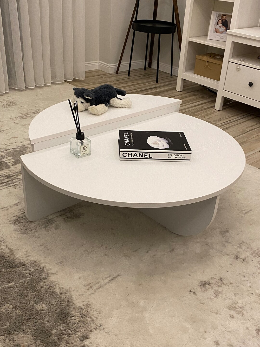 Round Shape Coffee Table Irregular Coffee Table Solid Wood Etsy