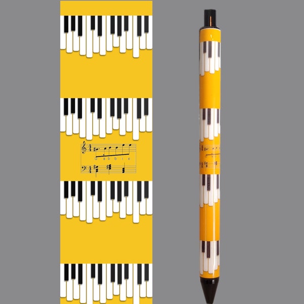 Piano Personalized Resin Pen | Music | Band | Musical Notation | Yellow