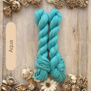 Fil de coton Pima DK biologique teint à la main • Coloris uniques Aqua