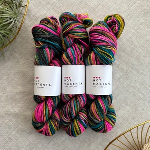 Limited Edition Neon Lights Mini Skeins | HMYC Snowdrift - Superwash Merino Wool & Recycled Nylon Fingering / Sock Weight Hand Dyed Yarn