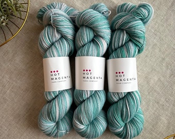 Limited Edition Sea Glass | HMYC Hand Dyed | Egg Shell - 70/30 Superwash Merino Wool & Recycled Nylon Fingering Weight Sock Yarn Full Skeins