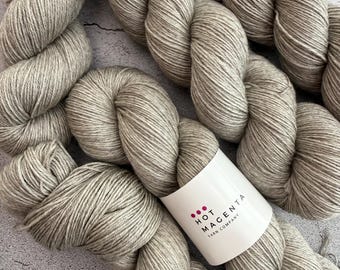 Natural Grey Yak, Silk, Merino Wool Fingering / Sock Yarn • Half Skeins