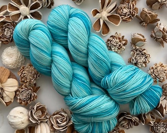 Hand Dyed Merino Wool Fingering / Sock Yarn • Sea Glass Blue