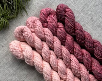 HMYC Sock | Hand Dyed Egg Shell - 70/30 Superwash Merino Wool & Recycled Nylon Yarn | 87yds / 20g mini skeins | Viva Magenta