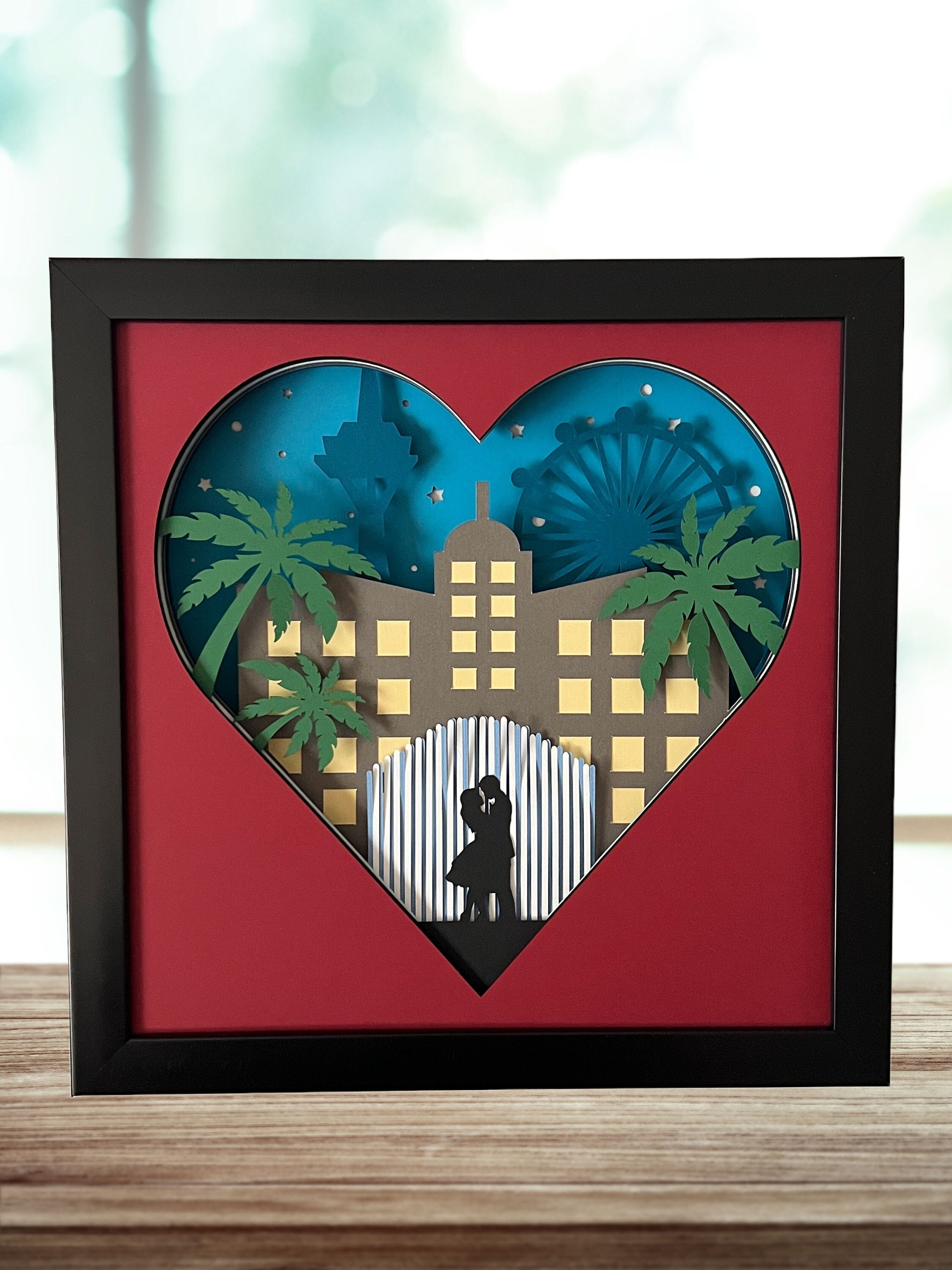 Vegas Fountain of Love - 3D shadowbox svg - hand cut - Cricut - Silhouette - Wedding - Digital Download - Cardstock SVG
