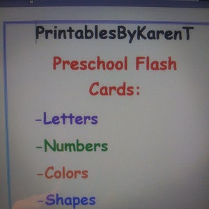 My Preschool Flash Cards - Letters, Numbers, Colors, & Shapes - PrintablesByKarenT