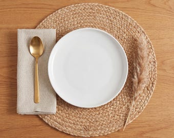 Natural Jute Placemats | Soft Woven Chargers, Wedding Table Decor | Set of 2