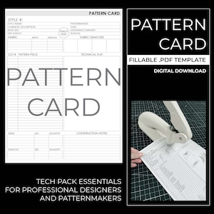 Patroonkaart - Invulbare sjabloon voor technische pakketten in de kledingindustrie (PDF DOWNLOAD)