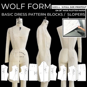 Wolf Form (Sizes 4-18) Basic Dress Pattern Blocks / Slopers (FULL SIZE PRINTOUT)