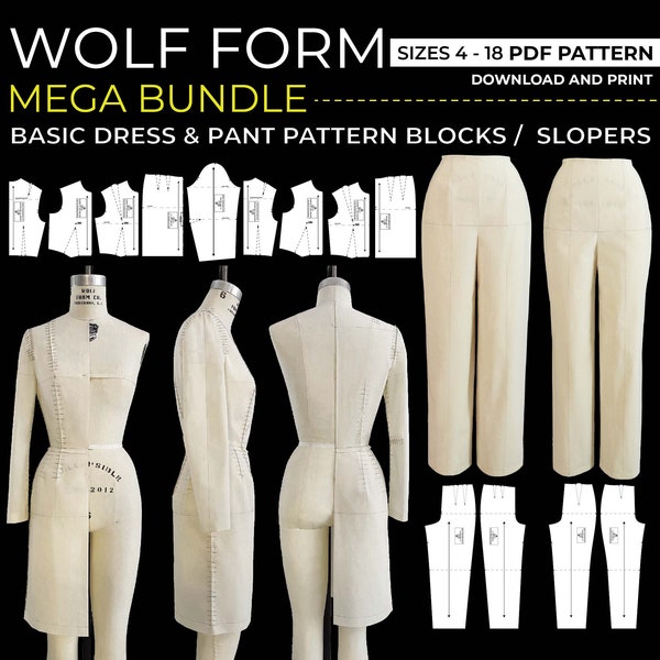 Wolf Form (Sizes 4-18) Basic Dress & Pant - Mega Bundle - Pattern Blocks / Slopers (PDF DOWNLOAD)
