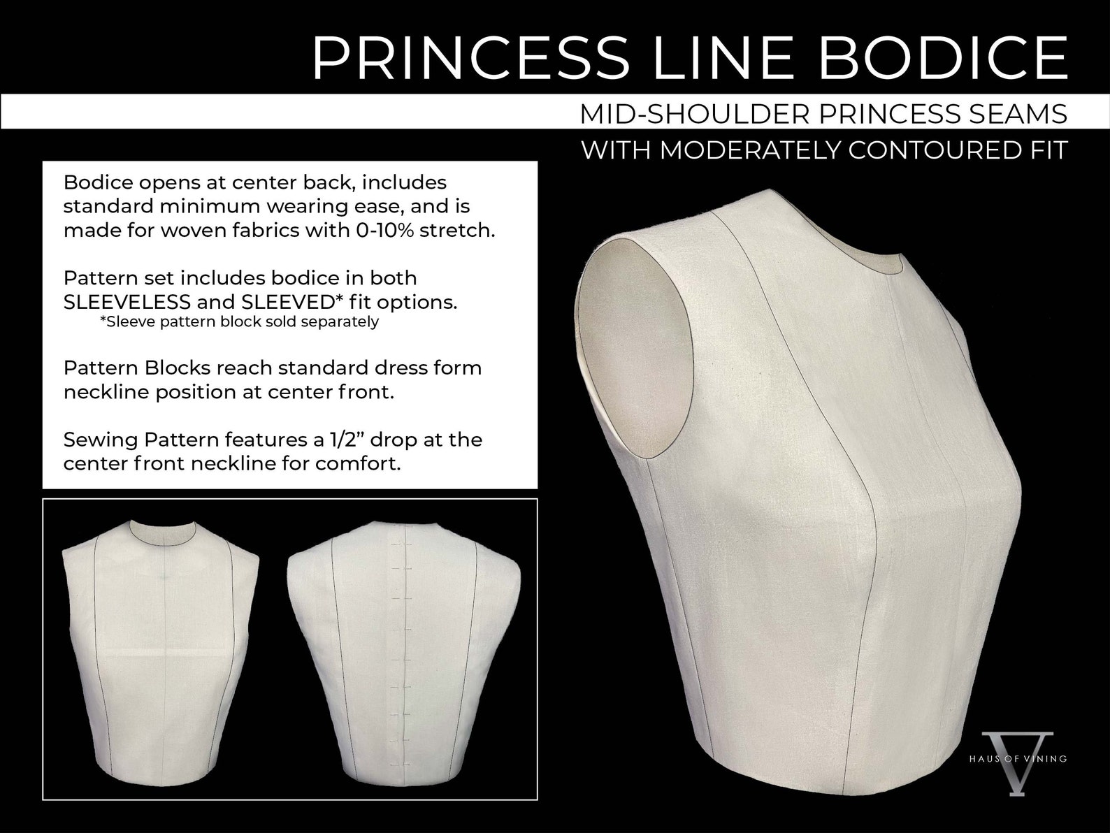 Princess Line Pattern Making Princess Line Bodice Sewing Pattern and Pattern Block Set - Sizes 4-18 ...