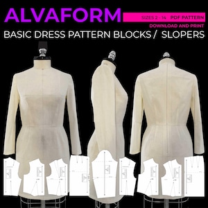 AlvaForm (Sizes 2-14) Basic Dress Pattern Blocks / Slopers (PDF DOWNLOAD)