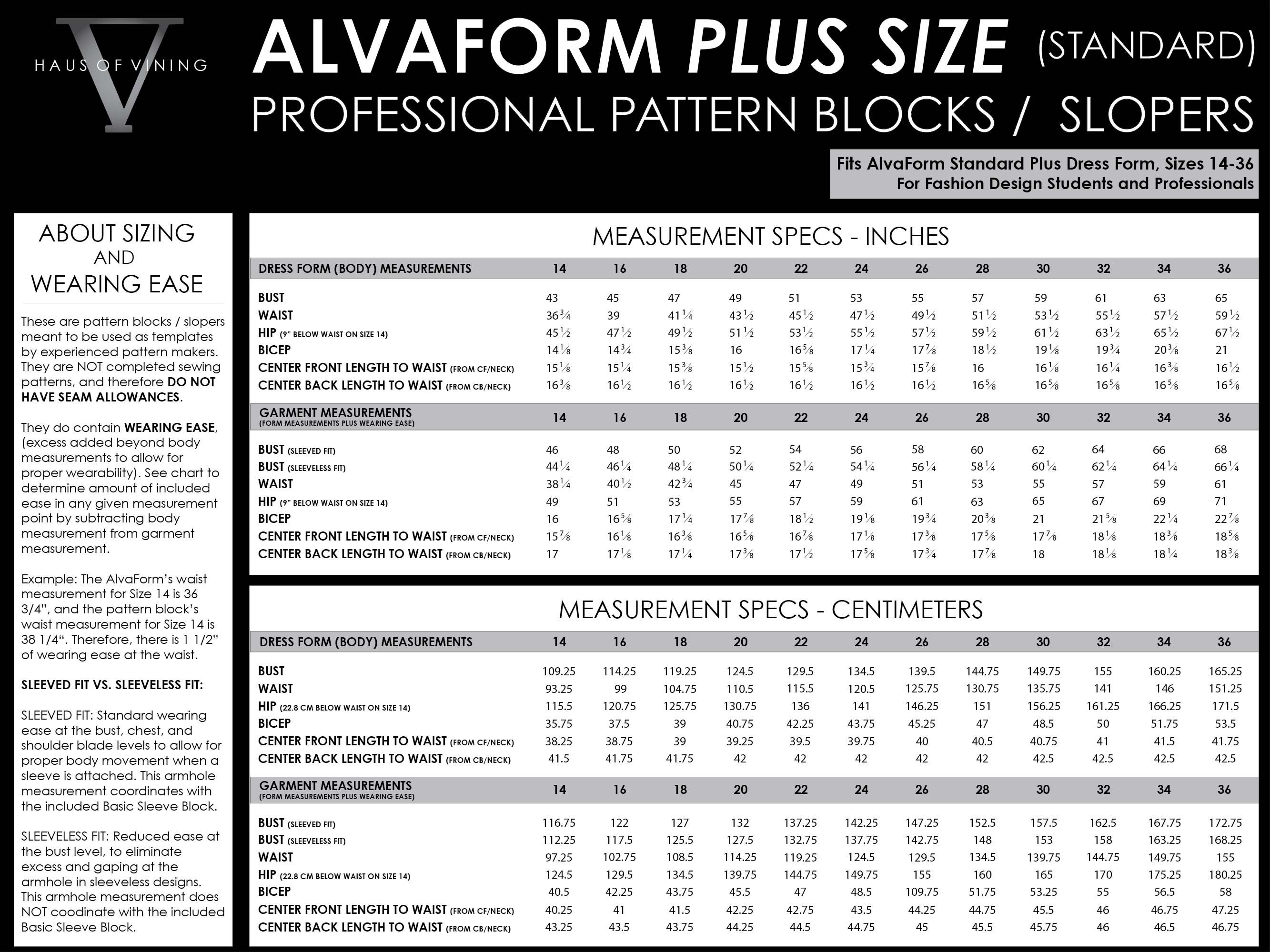 Alvaform PLUS SIZE sizes 1436 Professional Pattern Blocks / Etsy