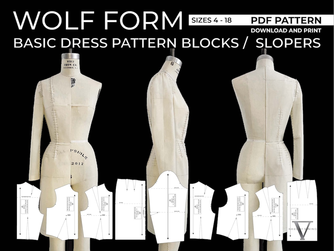 Wolf Form sizes 4-18 Basic Dress Pattern Blocks / Slopers PDF DOWNLOAD ...