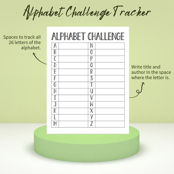 Alphabet Challenge, Reading Tracker, DNF Tracker, Book Tracker, Reading Bujo, Bullet Journal, Printable, Instant Download, PDF