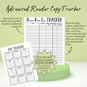 Advanced Copy Reading Tracker, NetGalley Tracker, Book Tracker, Reading Bujo, Bullet Journal, do druku, natychmiastowe pobieranie, PDF