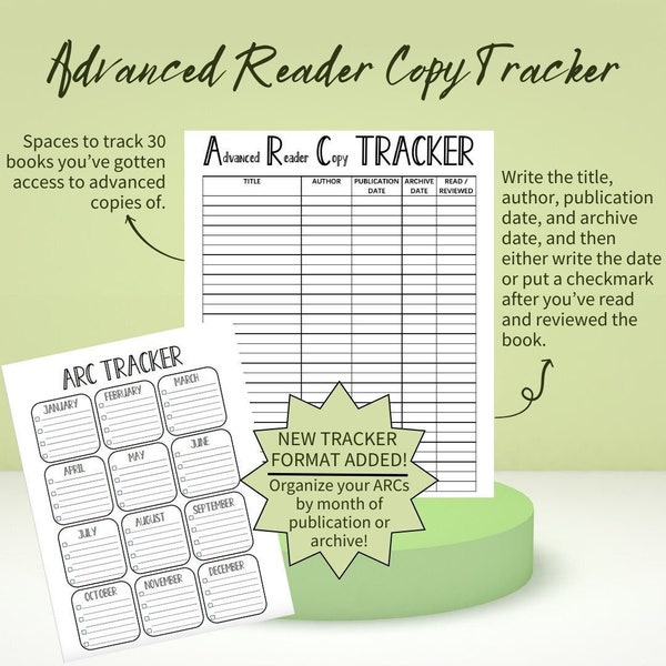 Advanced Copy Reading Tracker, NetGalley Tracker, Book Tracker, Reading Bujo, Bullet Journal, Printable, Instant Download, PDF