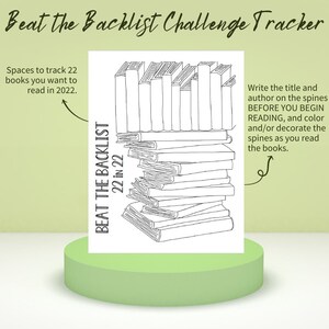 Beat the Backlist, 22 in &#39;22, Reading Challenge, Book Tracker, Reading Bujo, Bullet Journal, Printable, Instant Download, PDF
