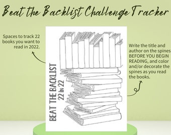 Beat the Backlist, 22 in '22, Reading Challenge, Book Tracker, Reading Bujo, Bullet Journal, Printable, Instant Download, PDF