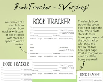 Reading Tracker, Book Tracker, Reading Bujo, Bullet Journal, Printable, Instant Download, PDF