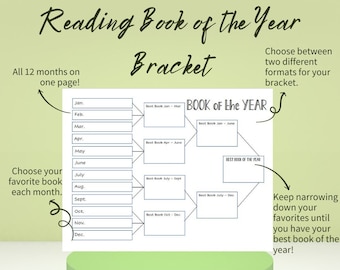 Reading Journal, Reading Tracker, Book Tracker, Book of the Year Bracket, Bullet Journal, Bujo, Printable, Instant Download, PDF