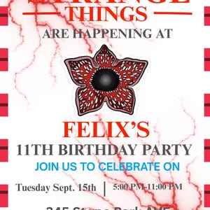 Stranger Things birthday invitation printed copies