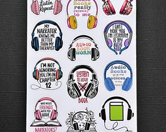 Plannerstickers audioboek, leesdagboek, Bujo, Bullet Journal