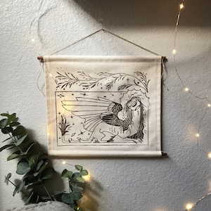 Sphinx Fantasy Wall Decor Linocut Print