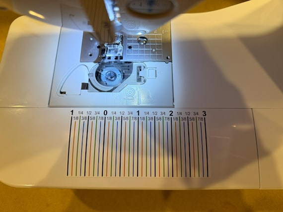 Sewing Machine Seam Allowance Guide Sticker | Vinyl Decal with Extended Alignment Lines