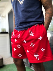 RED/BLUE SPLIT LV SHORTS SAMPLES –