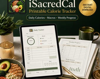 Printbare calorieëntracker | Macroplanner, dagelijks voedingslogboek (PDF)