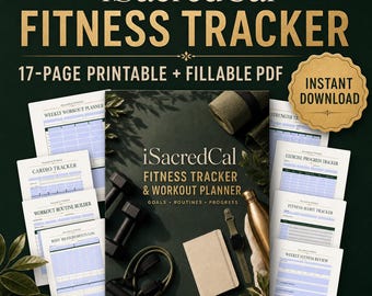 Printbare fitness tracker | Trainingsplanner (pdf), logboek voor oefeningen en gewoonten