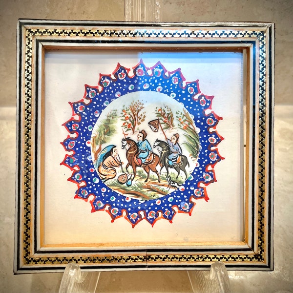 Miniature painting with Khataam inlaid frame.