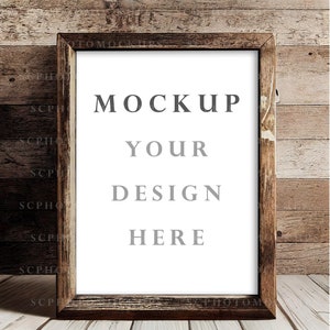 Mockup cornice rustica 9x12, Mockup arte murale, Mockup immagine 8x12, Modello PSD, Mockup poster fattoria, Mockup semplice, Stile rustico