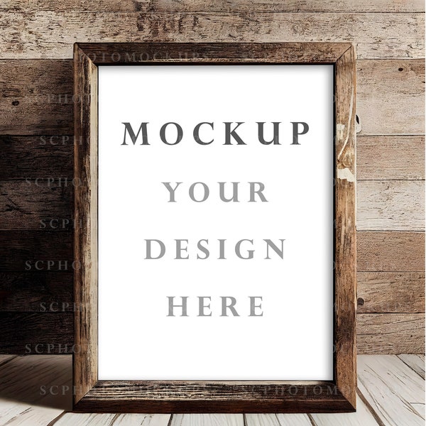 9x12 Rustic Frame Mockup, Wall Art Mockup, 8x12 Picture Mockup, PSD Template, Farmhouse Poster Mockup, Simple Mockup, Rustic Style