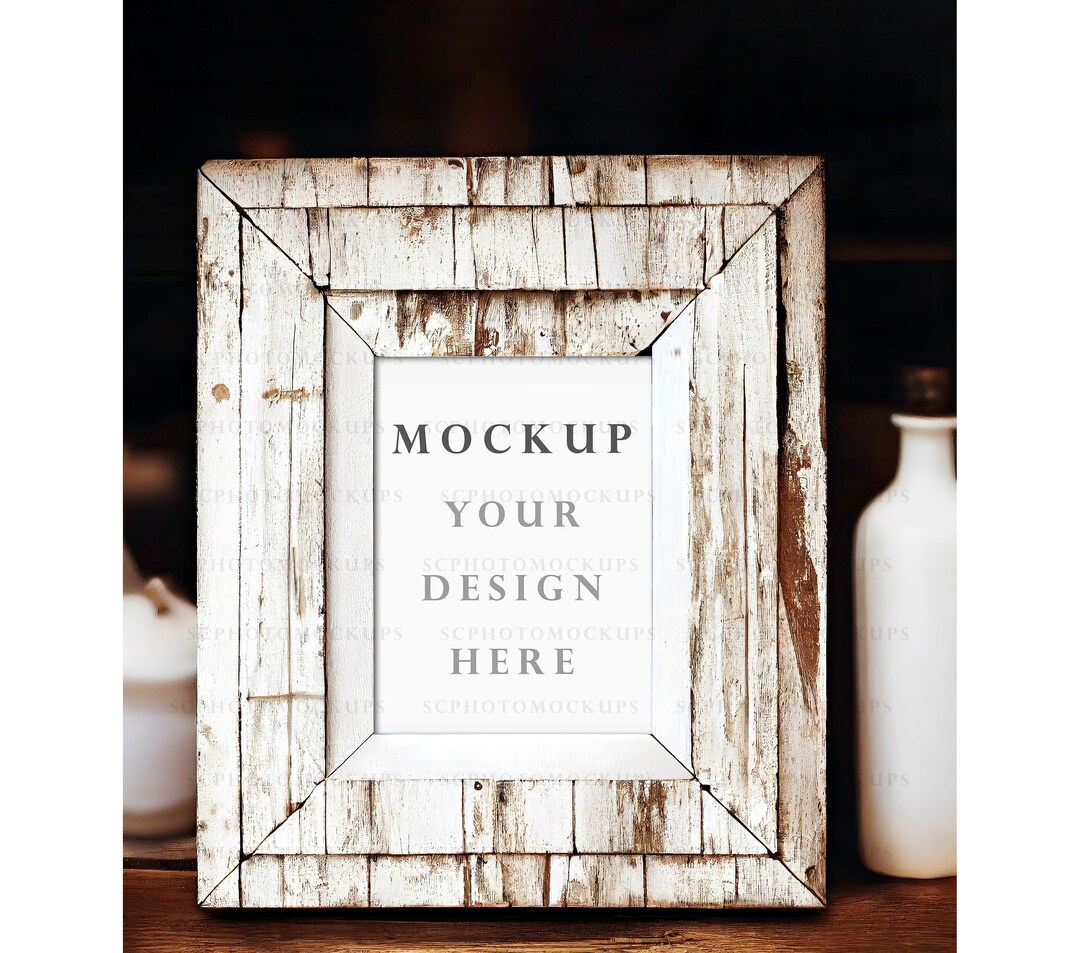3x4 Rustic White Frame Mockup Wall Art Mockup 6x8 Picture Etsy