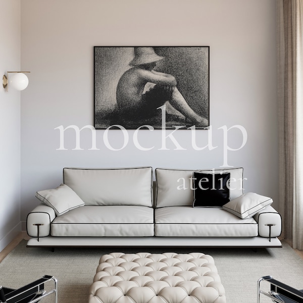 Stylish Chich Interior Mockup, Black Horizontal Landscape Frame Mockup, A0 Frame Mockup Inspiration, Modern Decor Wall Art Psd Mockup