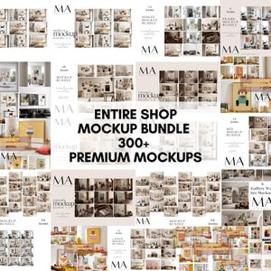 Entire Shop Wood Frame Mockup Bundle, Whole Mockup Shop Sale, 300+ Premium Interior & Close up Mockups, Gallery, Single, Set Frame Mockups