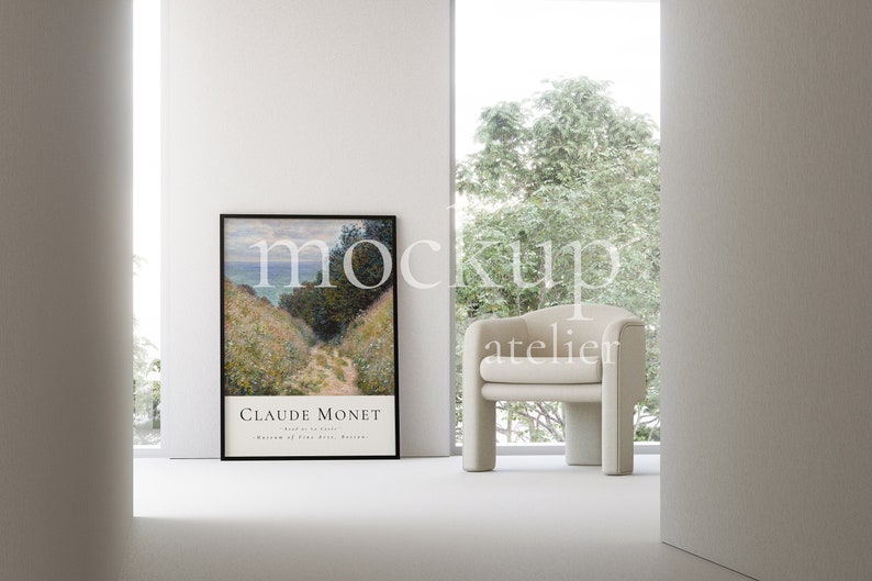Big Single Black Frame Mockup, Minimalist Interior Mockup Scene, Bright Room Mockup, 5x7 Frame Mockup, Neutral Light Mockup, Dgital Download