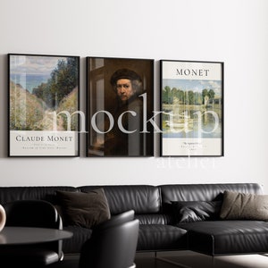 3 Black Frames Mockup with Glass Reflection On/Off, Home Interior Mockup, Thin Frame Set Mockup, 5x7 Frames Mockup, Digital Download, 705