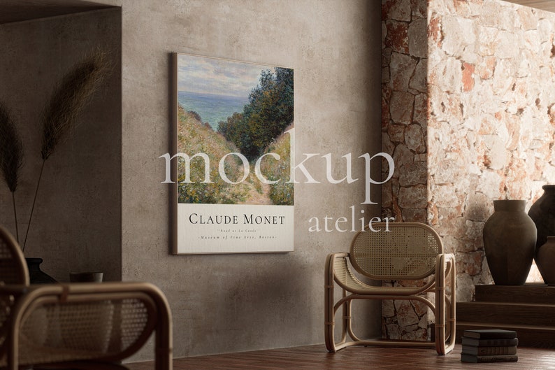 Boho Moody Interior Mockup, Japandi Home Decor Mockup, Canvas Frame Mockup, 5x7 Frame Mockup, Wabi Sabi Artwork Display, Instant Download